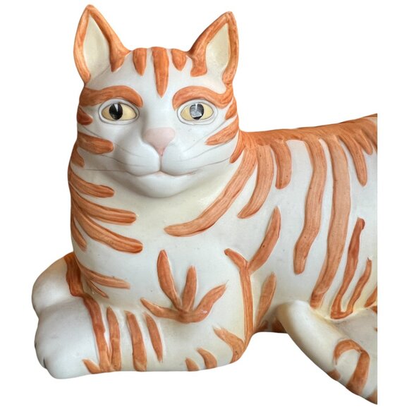 Vtg SILVESTRI Pottery Cat Artist Mary Lake-Thompson Taiwan 9" long - Picture 2 of 13